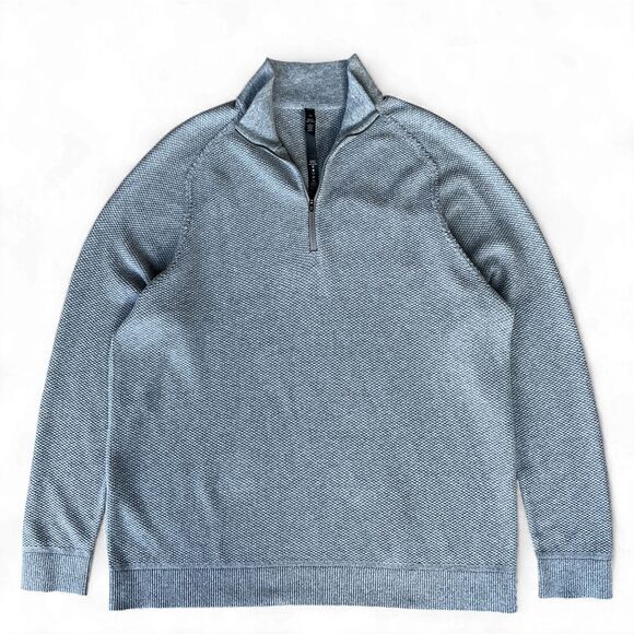 Lululemon Mens 1/4 Zip Sweater XXL Grey Textured Knit Coolmax Organic Cotton - Picture 10 of 10